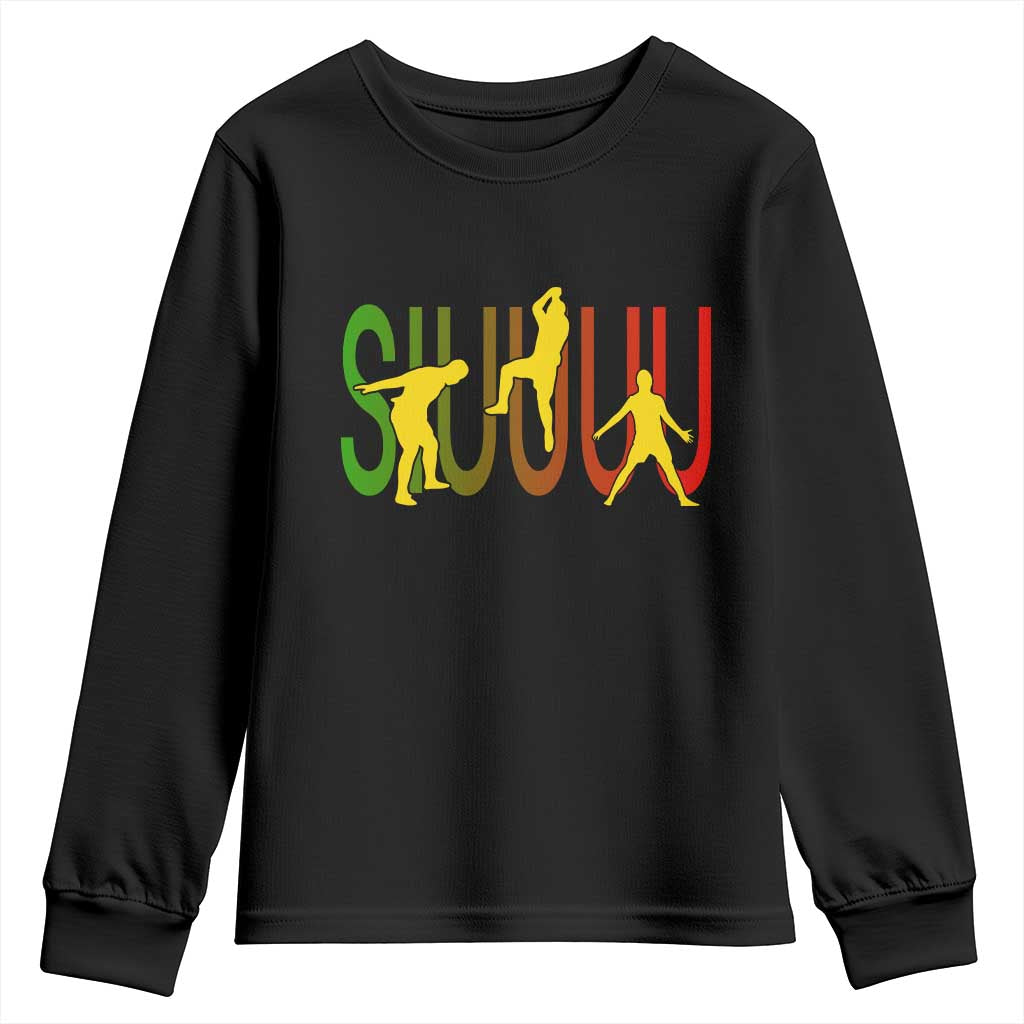 Funny Game Day Soccer Celebration Gift Youth Sweatshirt Siuuuu TS12 Black Print Your Wear