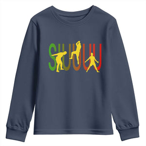 Funny Game Day Soccer Celebration Gift Youth Sweatshirt Siuuuu TS12 Navy Print Your Wear