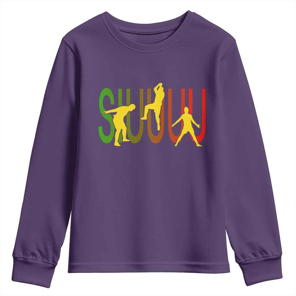 Funny Game Day Soccer Celebration Gift Youth Sweatshirt Siuuuu TS12 Purple Print Your Wear