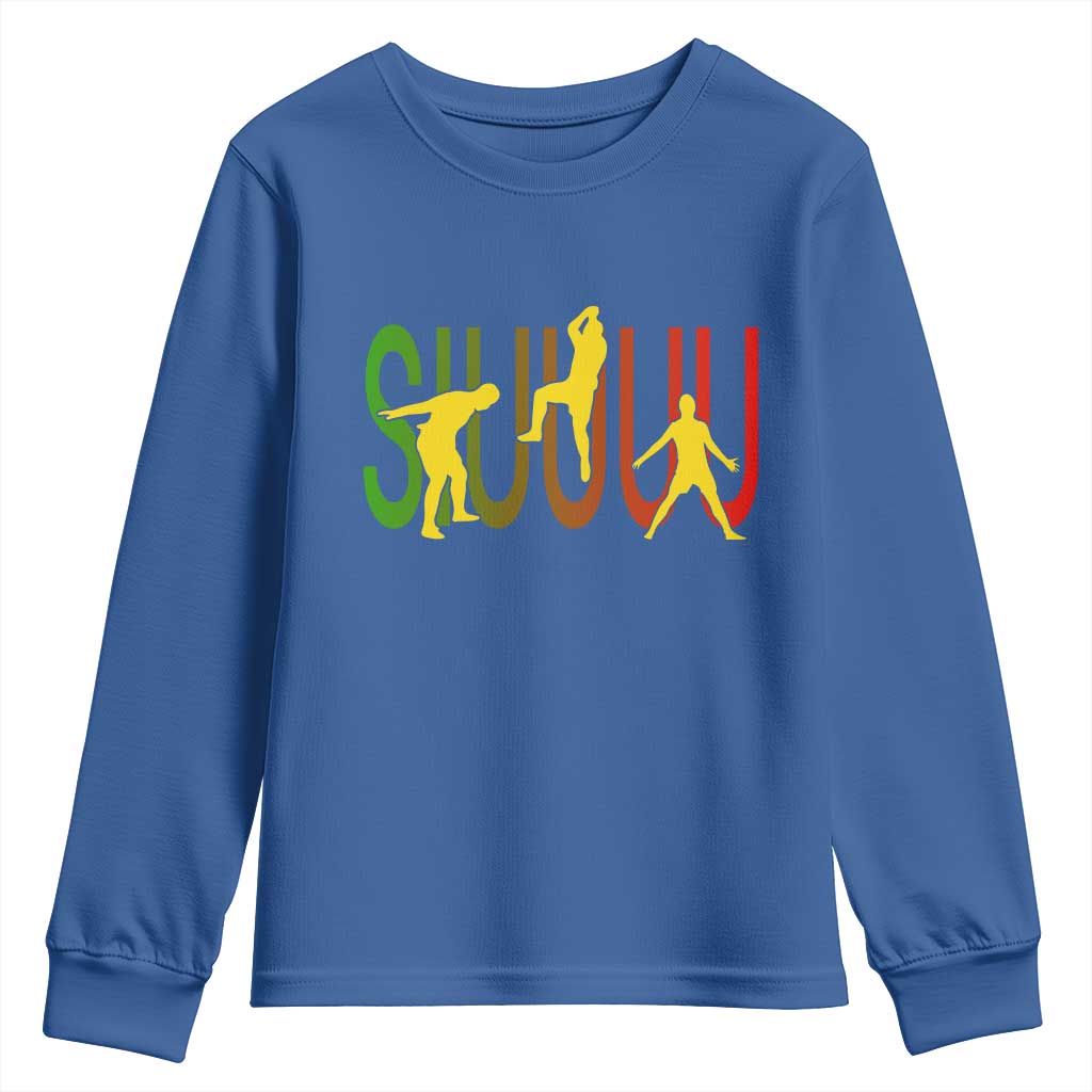 Funny Game Day Soccer Celebration Gift Youth Sweatshirt Siuuuu TS12 Royal Blue Print Your Wear