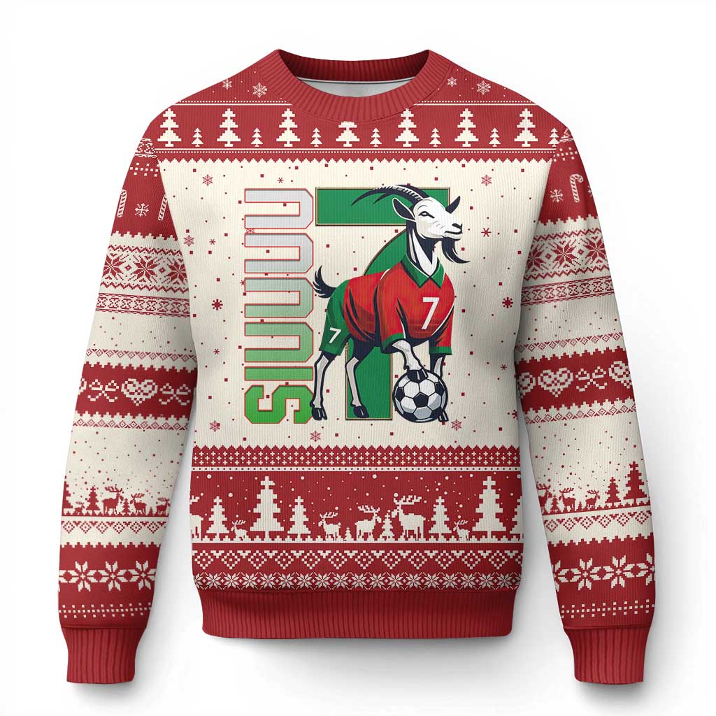 Siuuuu Game Day Soccer Celebration Ugly Christmas Sweater Gift For Fans TS12 Beige Red Print Your Wear