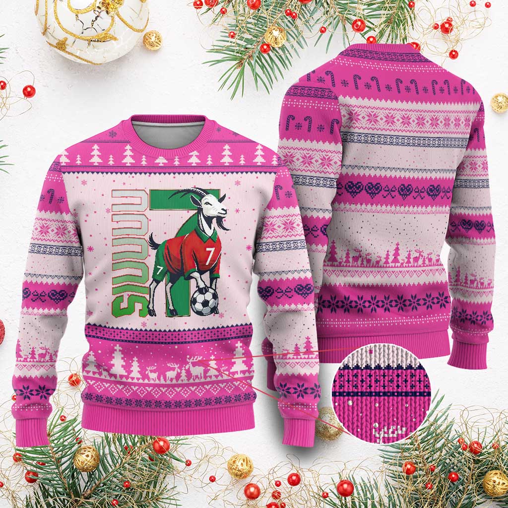 Siuuuu Game Day Soccer Celebration Ugly Christmas Sweater Gift For Fans TS12 Hot Pink Print Your Wear