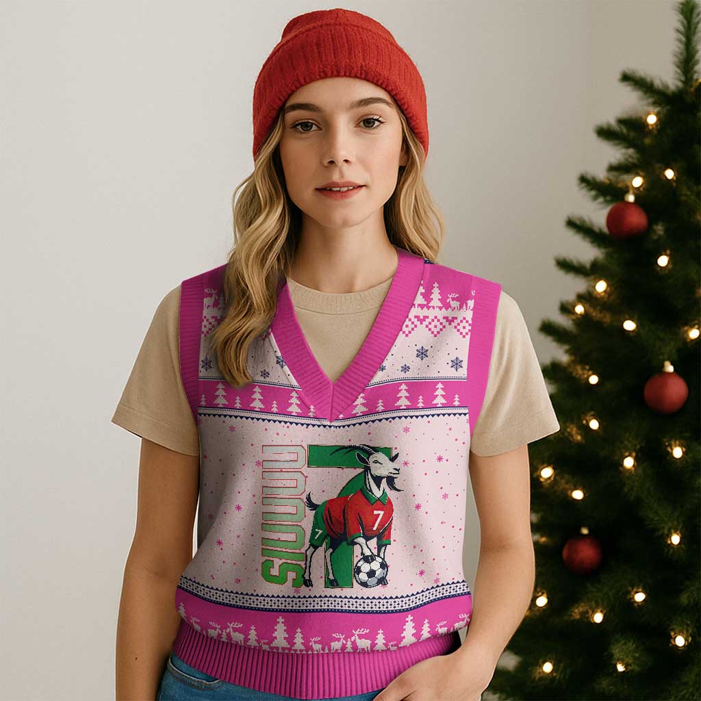 Siuuuu Game Day Soccer Celebration V-Neck Knit Sweater Vest Gift For Fans TS12 Hot Pink Print Your Wear