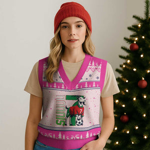 Siuuuu Game Day Soccer Celebration V-Neck Knit Sweater Vest Gift For Fans TS12 Hot Pink Print Your Wear