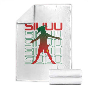 Funny Siuuuu Throw Blanket Iconic Goal Shout Soccer Lover Gift TS12 White Print Your Wear