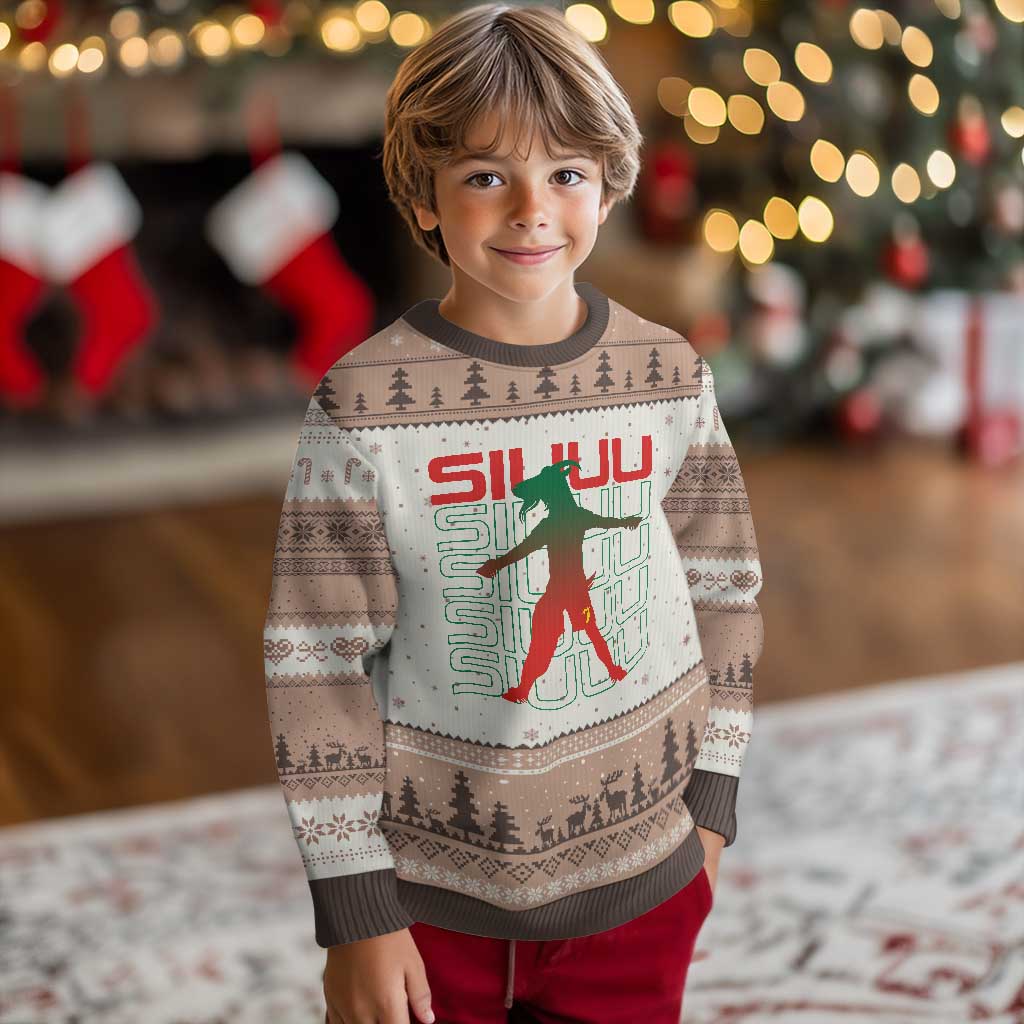 Funny Siuuuu Ugly Christmas Sweater Iconic Goal Shout Soccer Lover Gift TS12 Mocha Mousse Print Your Wear