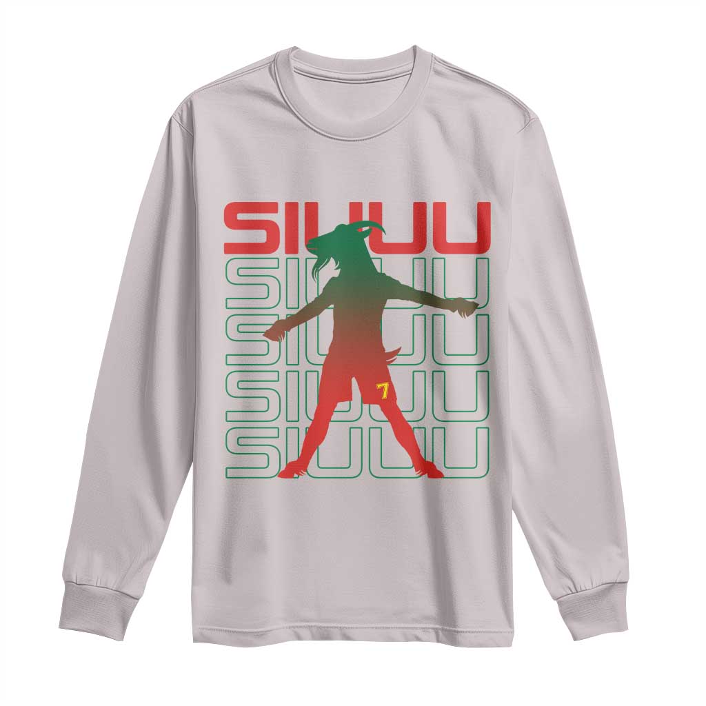 Funny Siuuuu Long Sleeve Shirt Iconic Goal Shout Soccer Lover Gift TS12 Ice Gray Print Your Wear