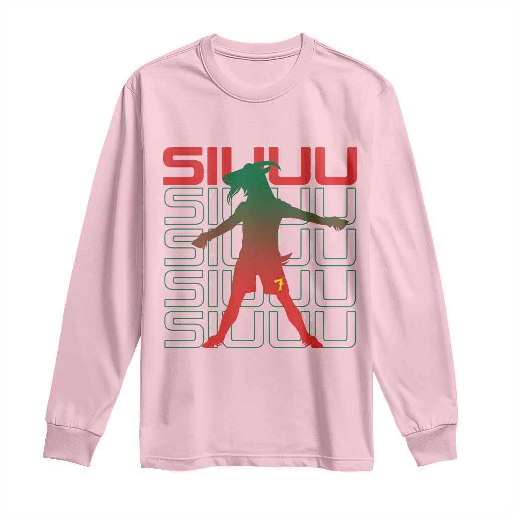 Funny Siuuuu Long Sleeve Shirt Iconic Goal Shout Soccer Lover Gift TS12 Light Pink Print Your Wear