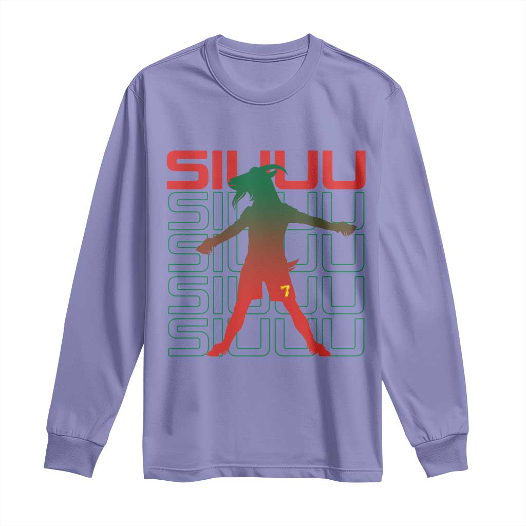 Funny Siuuuu Long Sleeve Shirt Iconic Goal Shout Soccer Lover Gift TS12 Violet Print Your Wear