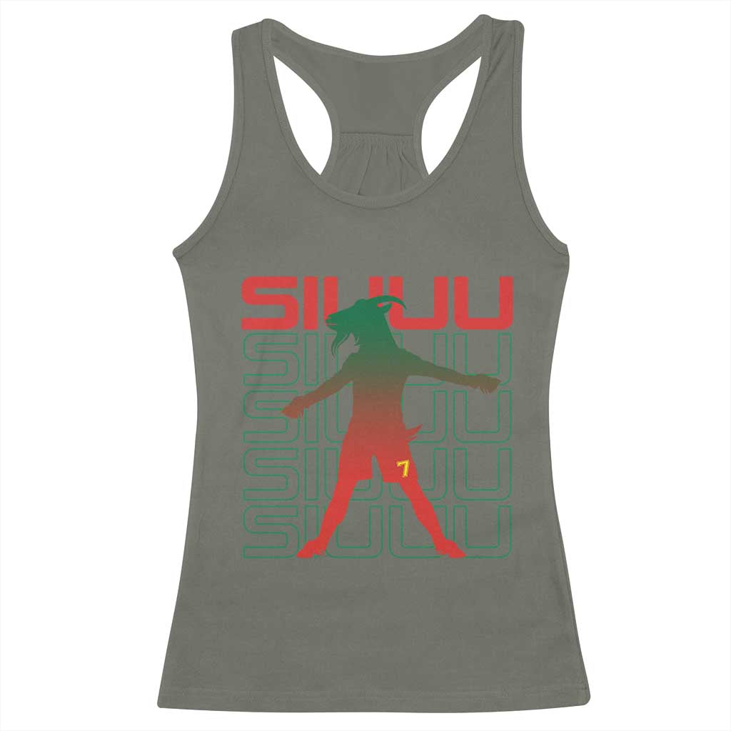 Funny Siuuuu Racerback Tank Top Iconic Goal Shout Soccer Lover Gift TS12 Military Green Print Your Wear
