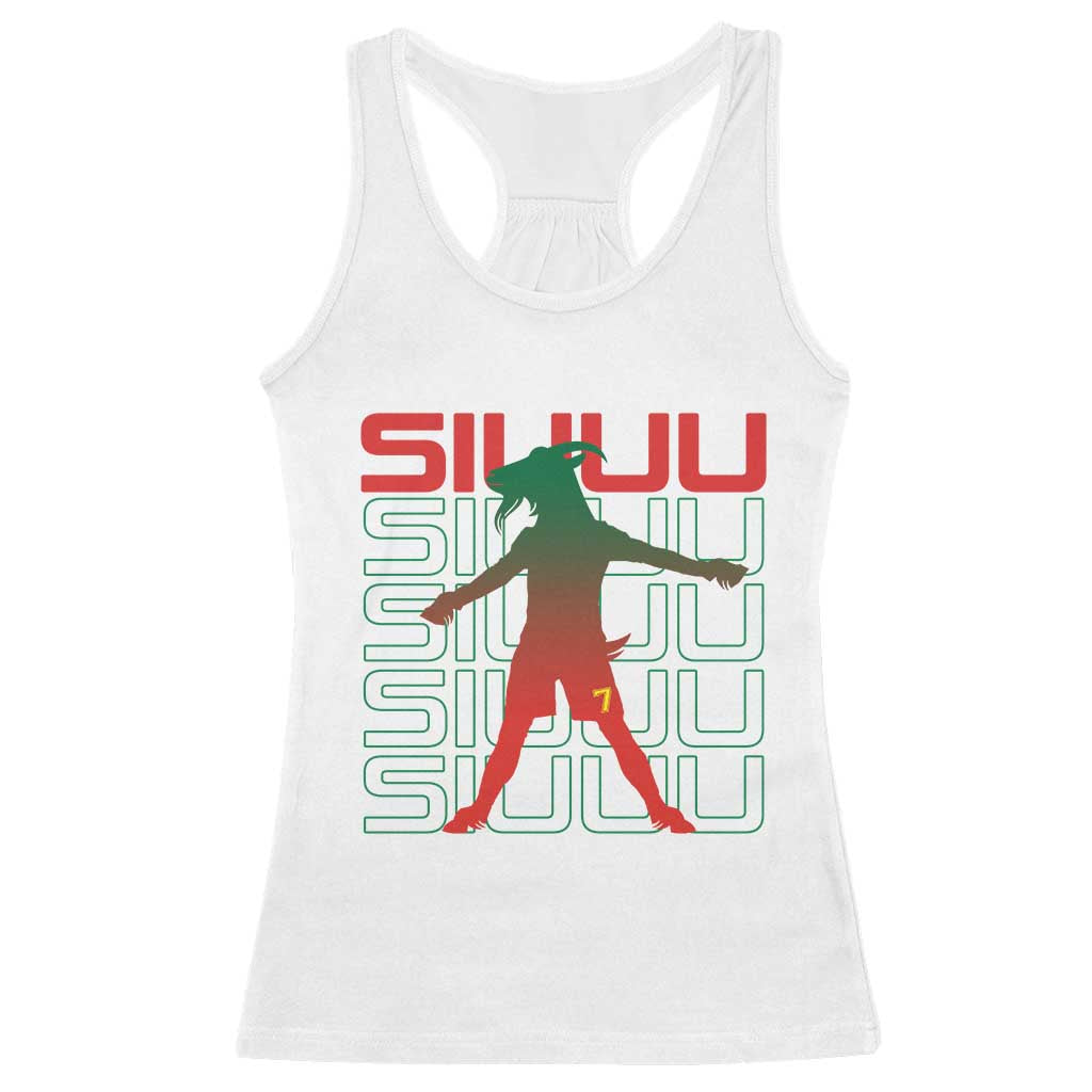 Funny Siuuuu Racerback Tank Top Iconic Goal Shout Soccer Lover Gift TS12 White Print Your Wear