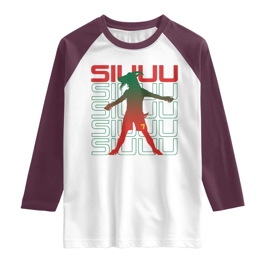 Funny Siuuuu Raglan Shirt Iconic Goal Shout Soccer Lover Gift TS12 White Maroon Print Your Wear
