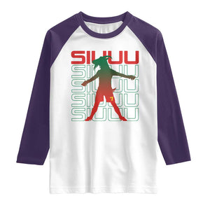 Funny Siuuuu Raglan Shirt Iconic Goal Shout Soccer Lover Gift TS12 White Purple Print Your Wear