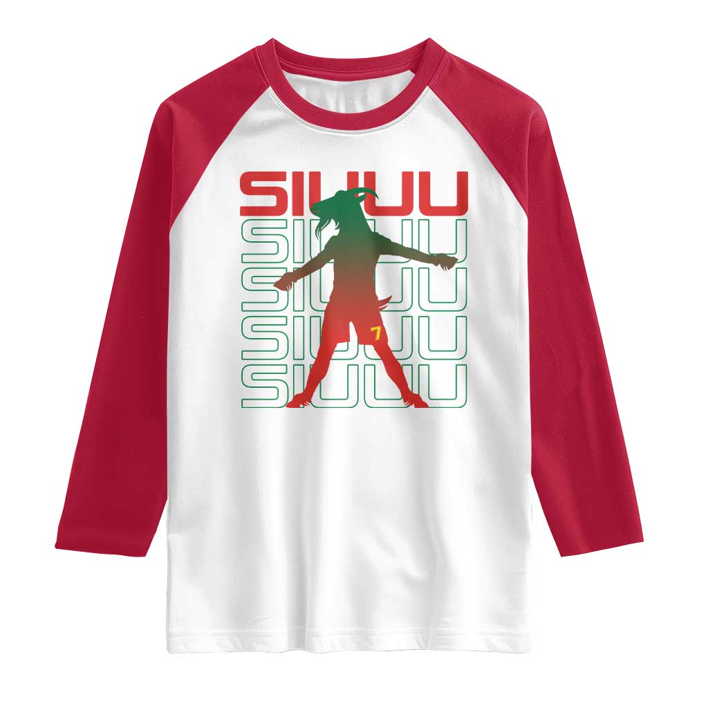 Funny Siuuuu Raglan Shirt Iconic Goal Shout Soccer Lover Gift TS12 White Red Print Your Wear