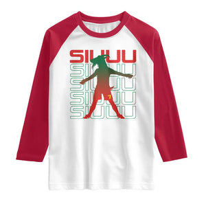 Funny Siuuuu Raglan Shirt Iconic Goal Shout Soccer Lover Gift TS12 White Red Print Your Wear