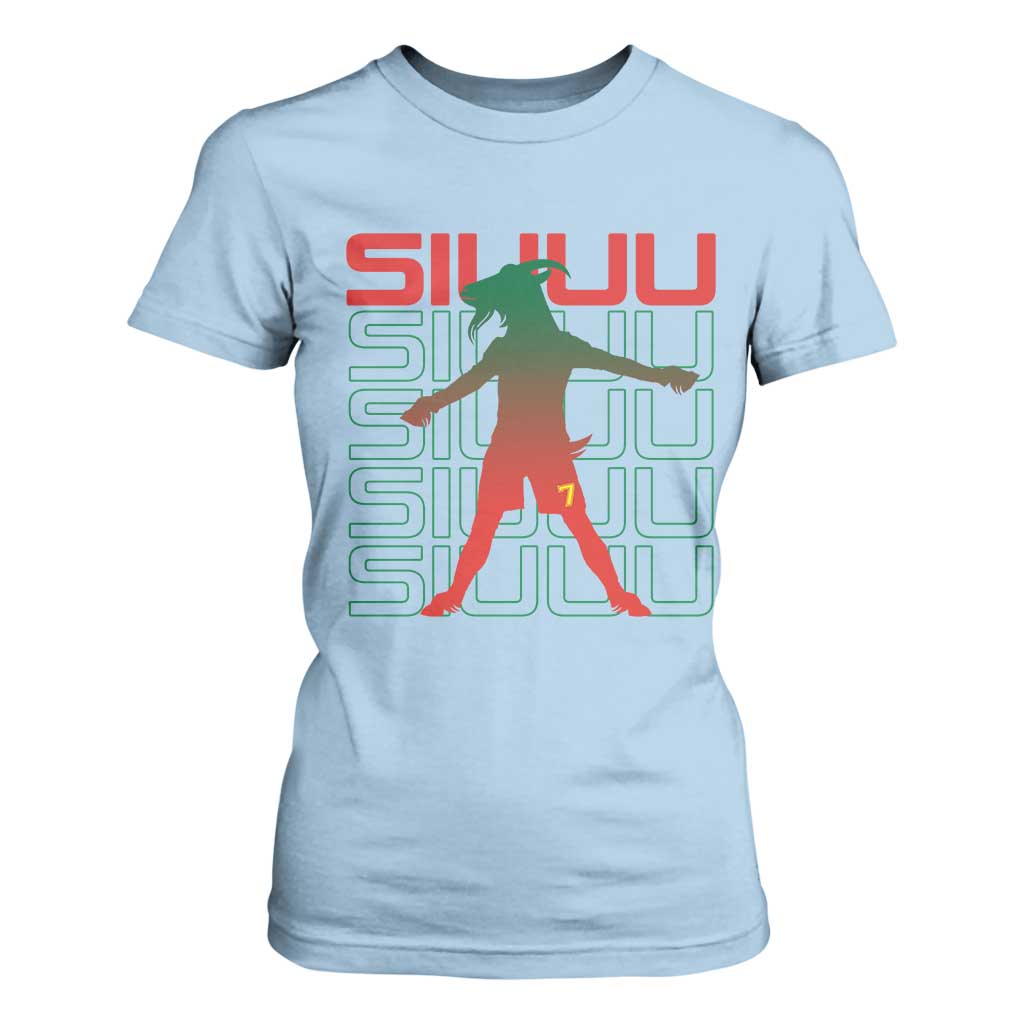 Funny Siuuuu T Shirt For Women Iconic Goal Shout Soccer Lover Gift TS12 Light Blue Print Your Wear