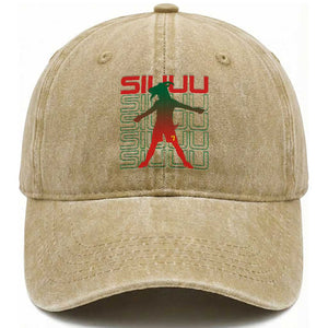 Funny Siuuuu Washed Cotton Baseball Cap Iconic Goal Shout Soccer Lover Gift TS12 Print Your Wear