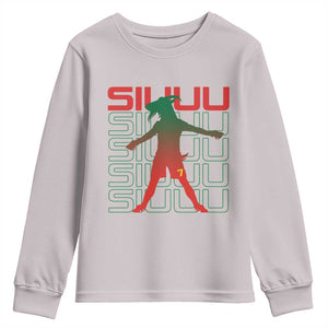 Funny Siuuuu Youth Sweatshirt Iconic Goal Shout Soccer Lover Gift TS12 Ice Gray Print Your Wear