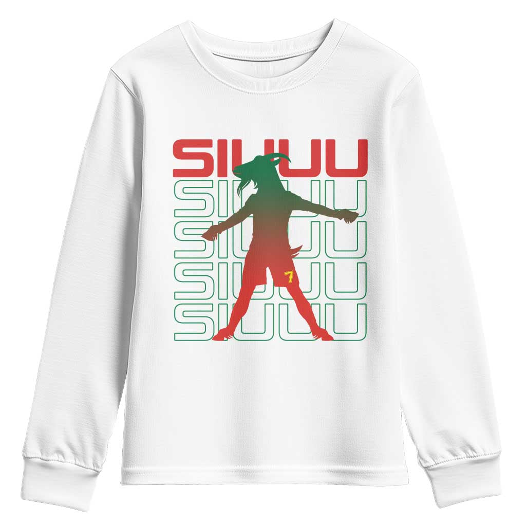 Funny Siuuuu Youth Sweatshirt Iconic Goal Shout Soccer Lover Gift TS12 White Print Your Wear