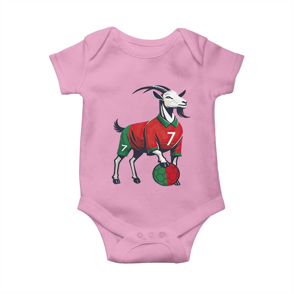 Number Seven Soccer GOAT Siuuuu Celebration Baby Onesie TS12 Light Pink Print Your Wear