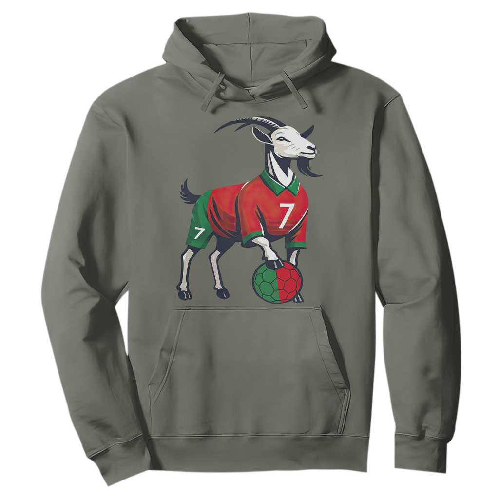 Number Seven Soccer GOAT Siuuuu Celebration Hoodie TS12 Military Green Print Your Wear