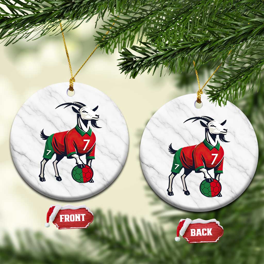 Number Seven Soccer GOAT Siuuuu Celebration Ceramic Ornament TS12 1pc White Marble Print Your Wear