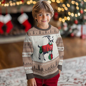 Number Seven Soccer GOAT Siuuuu Celebration Ugly Christmas Sweater TS12 Mocha Mousse Print Your Wear
