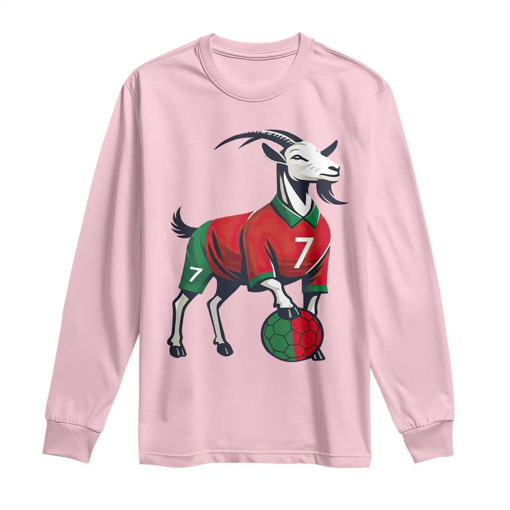 Number Seven Soccer GOAT Siuuuu Celebration Long Sleeve Shirt TS12 Light Pink Print Your Wear