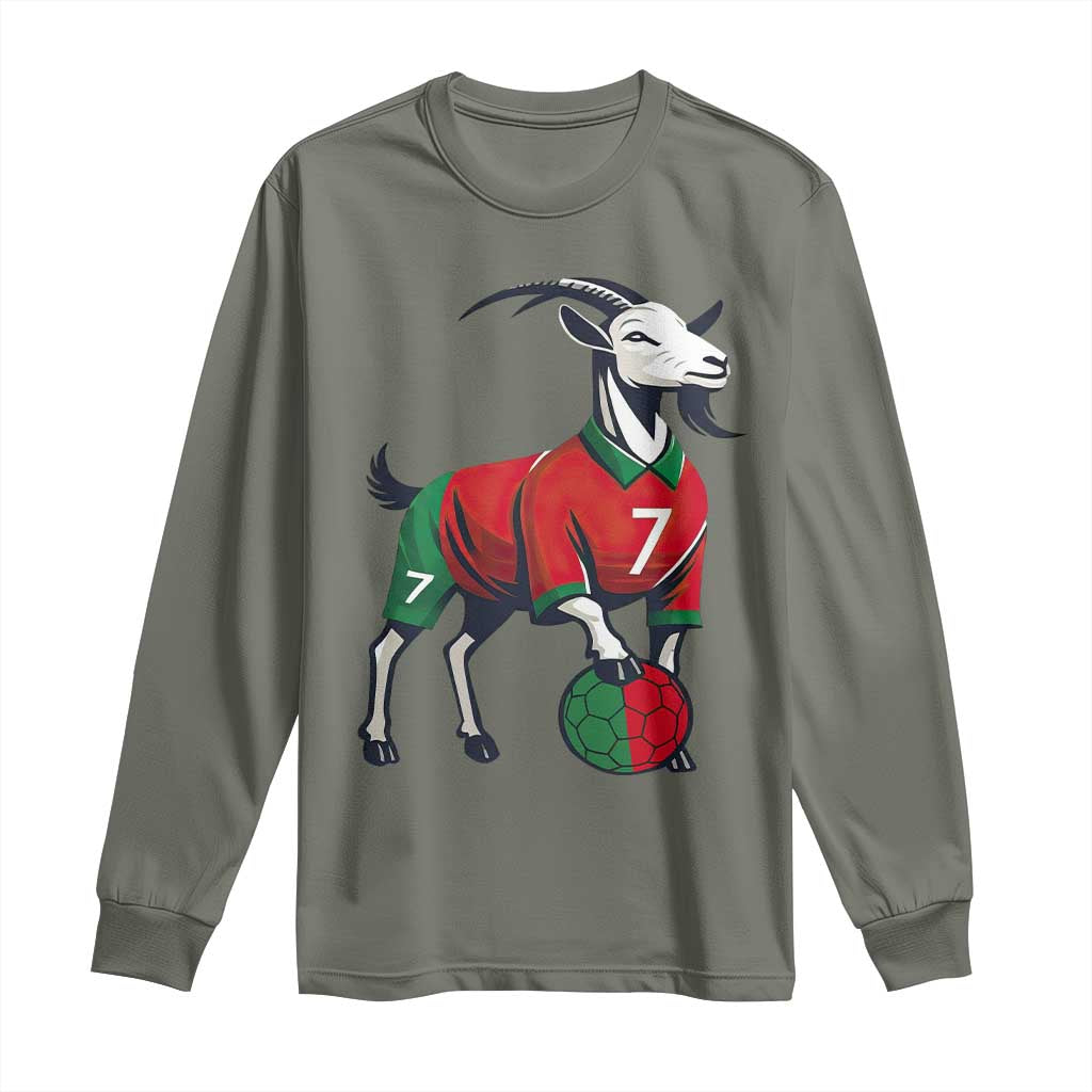 Number Seven Soccer GOAT Siuuuu Celebration Long Sleeve Shirt TS12 Military Green Print Your Wear