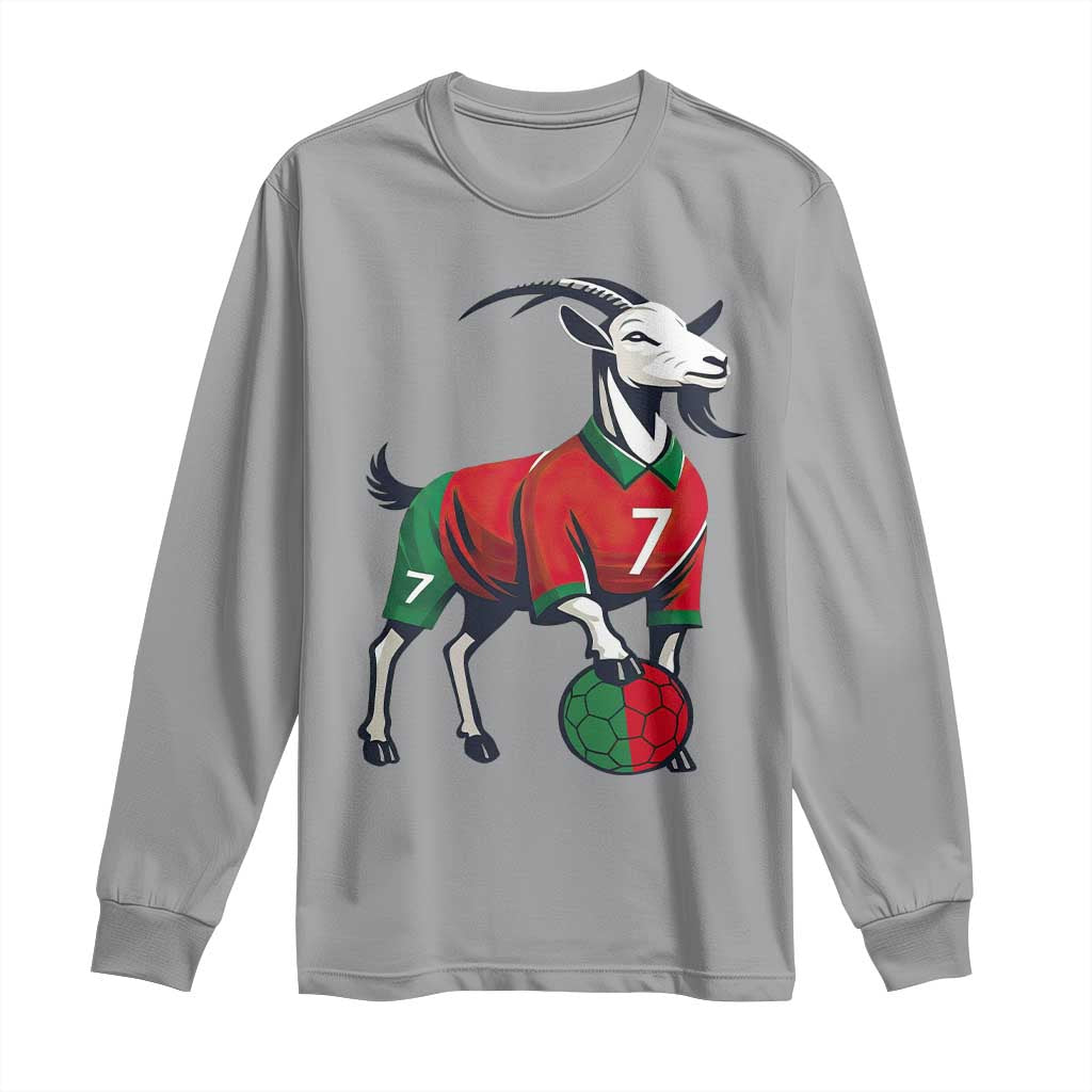 Number Seven Soccer GOAT Siuuuu Celebration Long Sleeve Shirt TS12 Sport Gray Print Your Wear