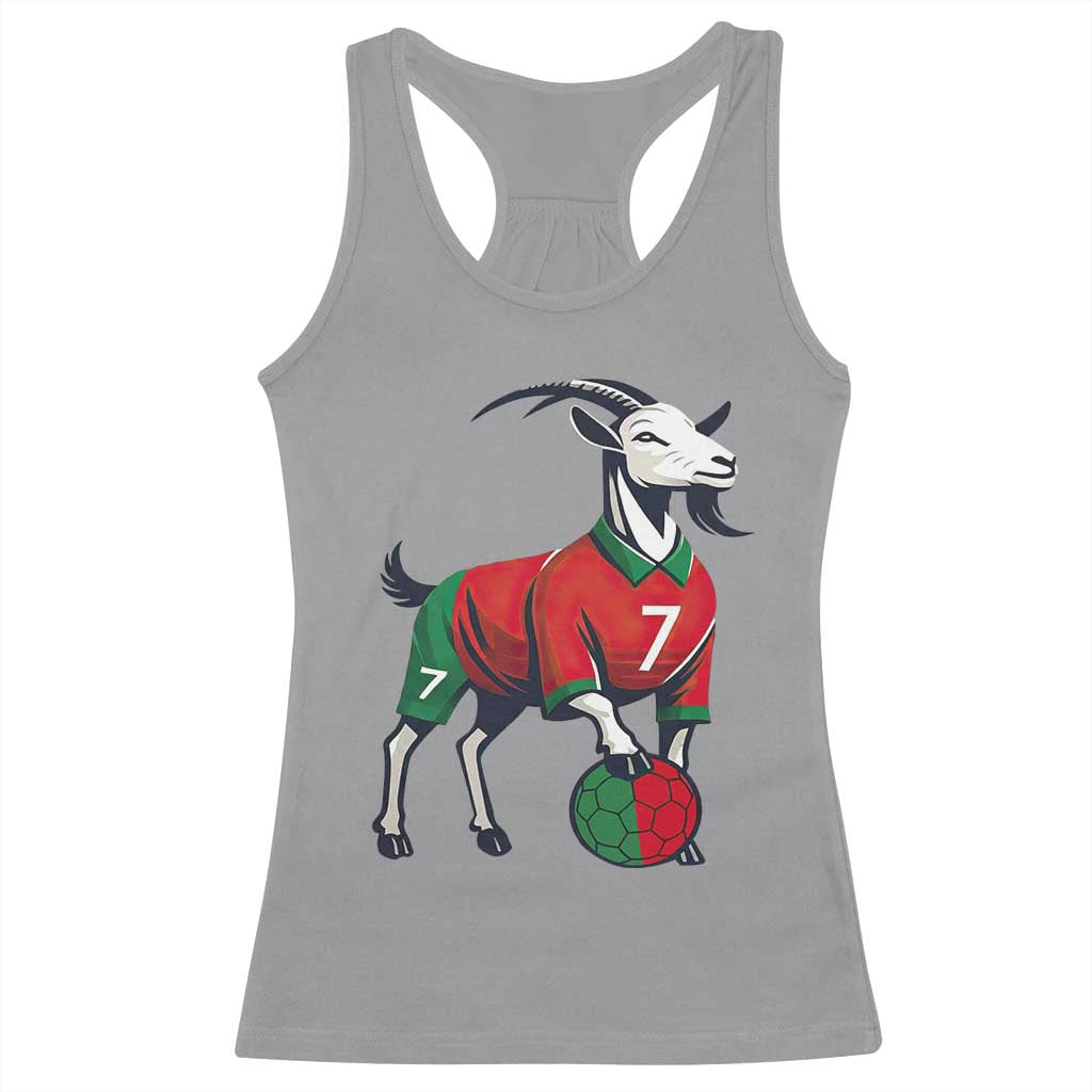 Number Seven Soccer GOAT Siuuuu Celebration Racerback Tank Top TS12 Sport Gray Print Your Wear