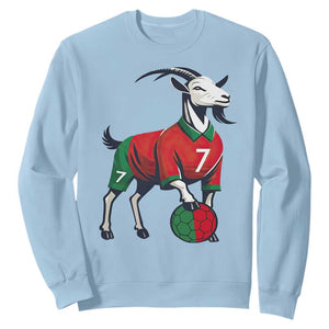 Number Seven Soccer GOAT Siuuuu Celebration Sweatshirt TS12 Light Blue Print Your Wear