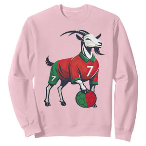 Number Seven Soccer GOAT Siuuuu Celebration Sweatshirt TS12 Light Pink Print Your Wear