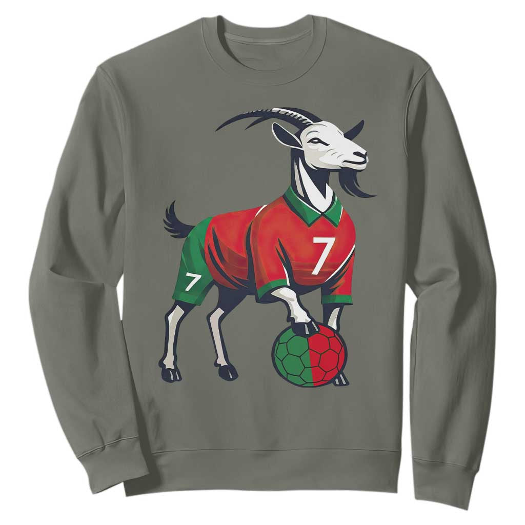 Number Seven Soccer GOAT Siuuuu Celebration Sweatshirt TS12 Military Green Print Your Wear