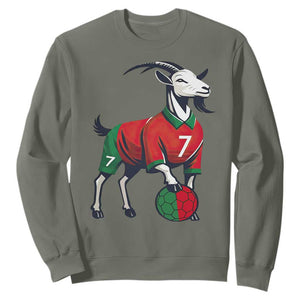 Number Seven Soccer GOAT Siuuuu Celebration Sweatshirt TS12 Military Green Print Your Wear