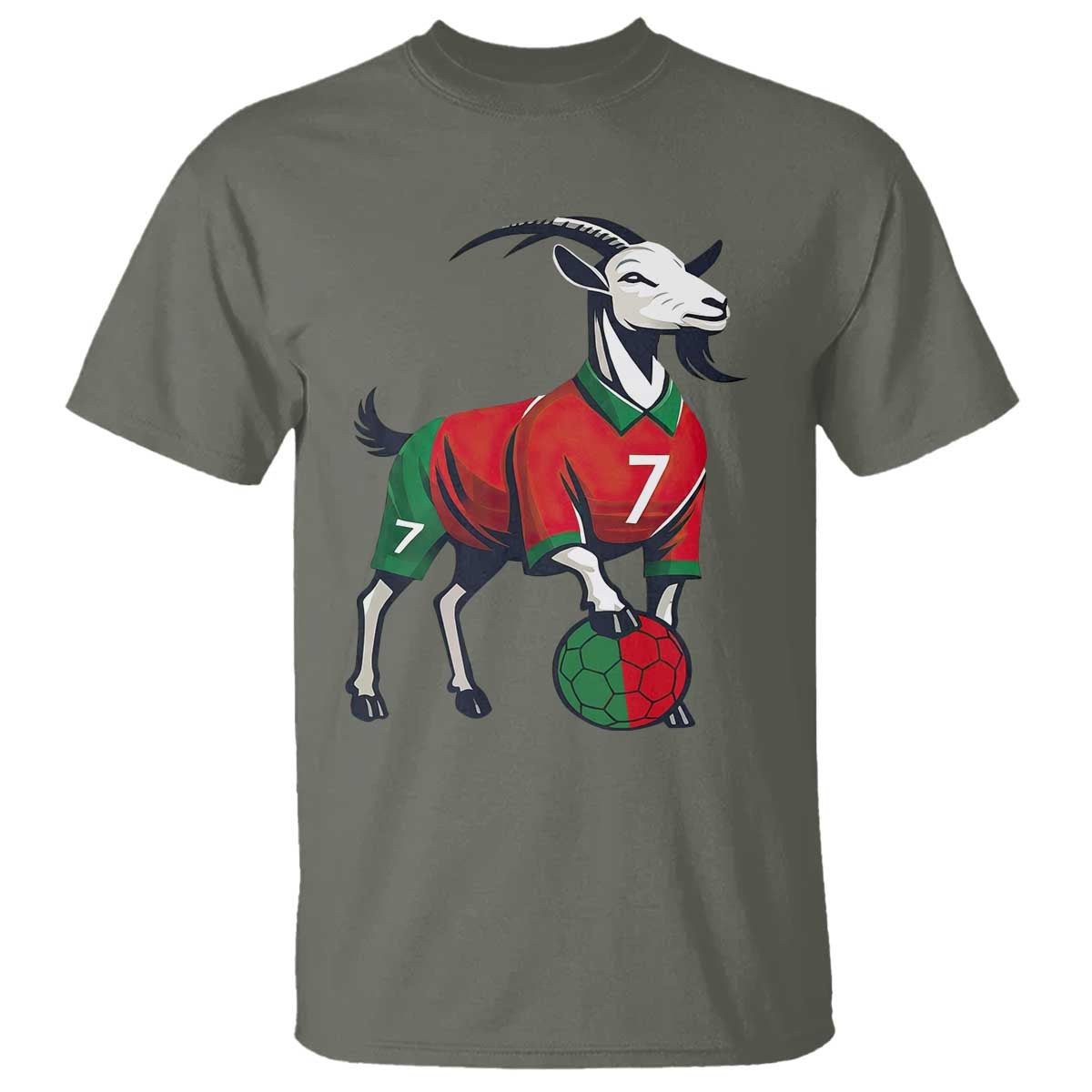Number Seven Soccer GOAT Siuuuu Celebration T Shirt TS12 Military Green Print Your Wear