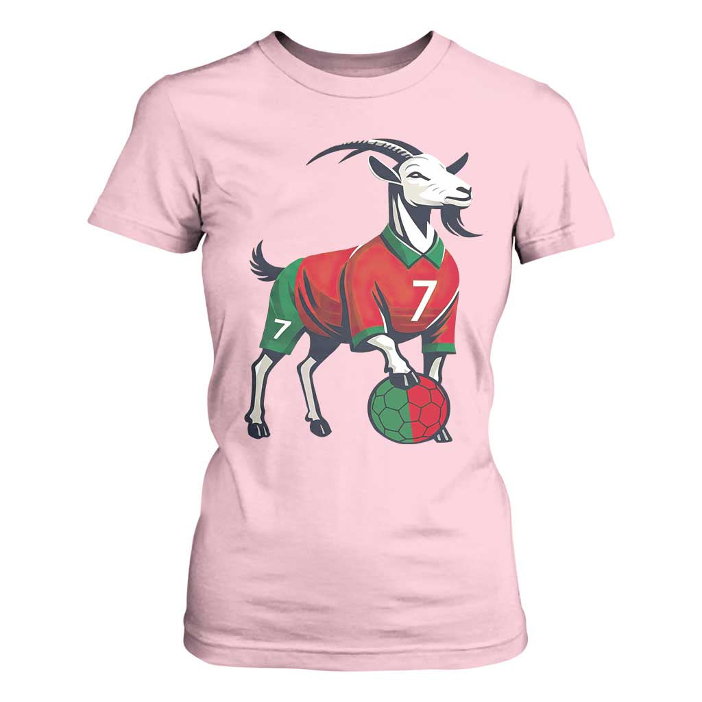 Number Seven Soccer GOAT Siuuuu Celebration T Shirt For Women TS12 Light Pink Print Your Wear
