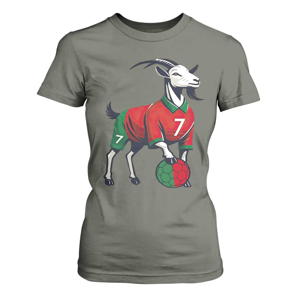 Number Seven Soccer GOAT Siuuuu Celebration T Shirt For Women TS12 Military Green Print Your Wear