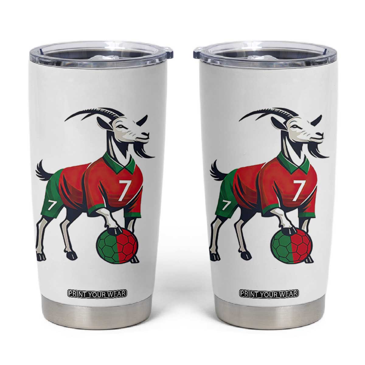 Number Seven Soccer GOAT Siuuuu Celebration Tumbler Cup TS12 White Print Your Wear