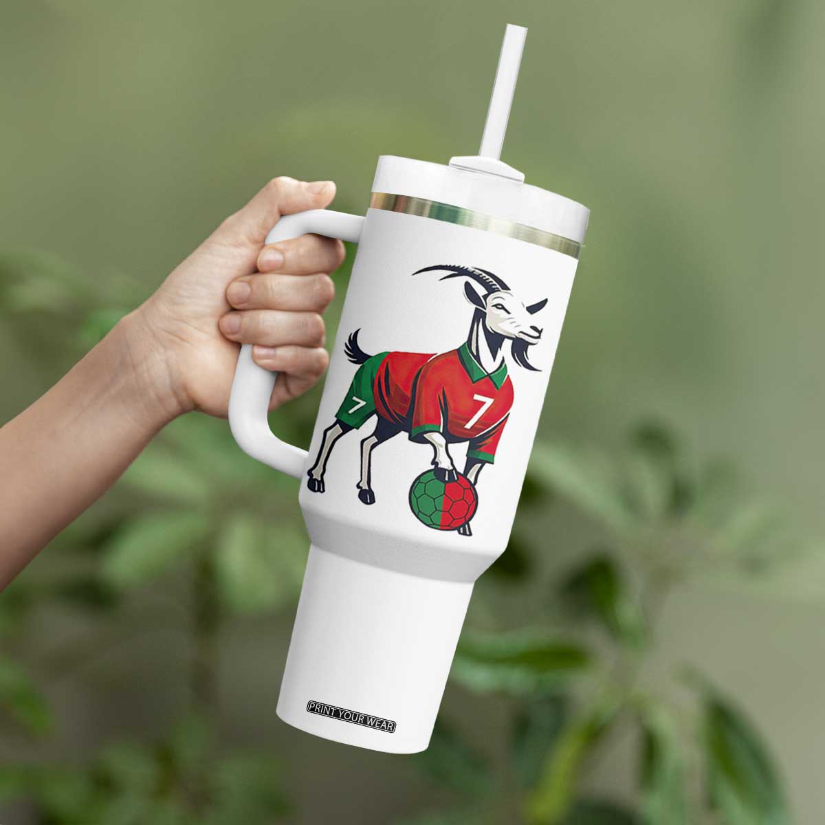 Number Seven Soccer GOAT Siuuuu Celebration Tumbler With Handle TS12 Print Your Wear