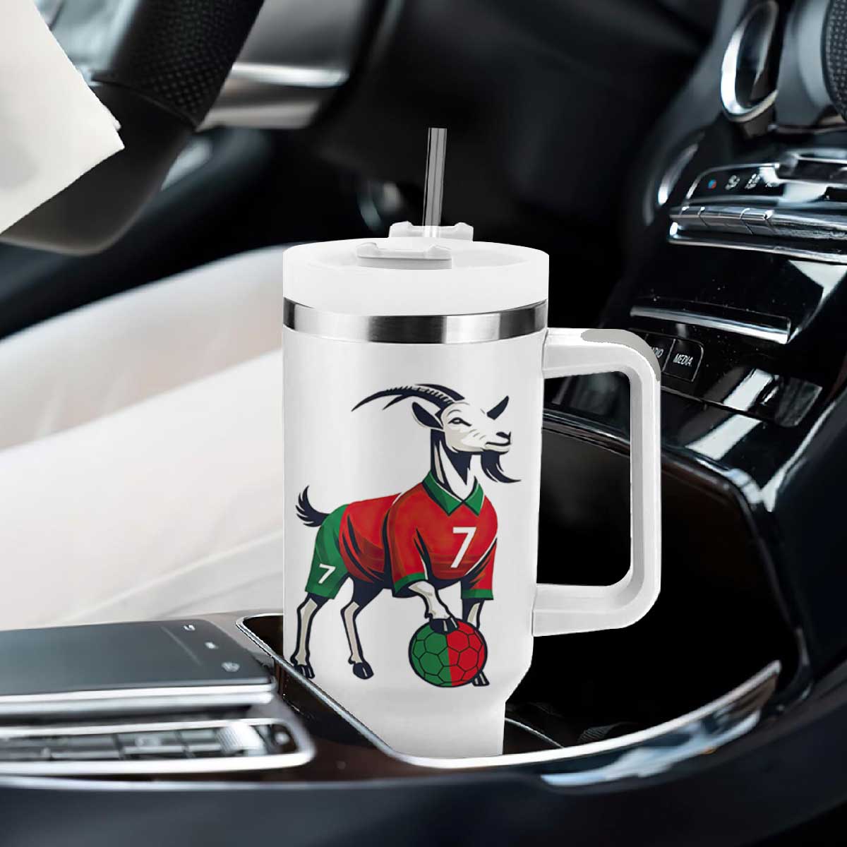Number Seven Soccer GOAT Siuuuu Celebration Tumbler With Handle TS12 Print Your Wear