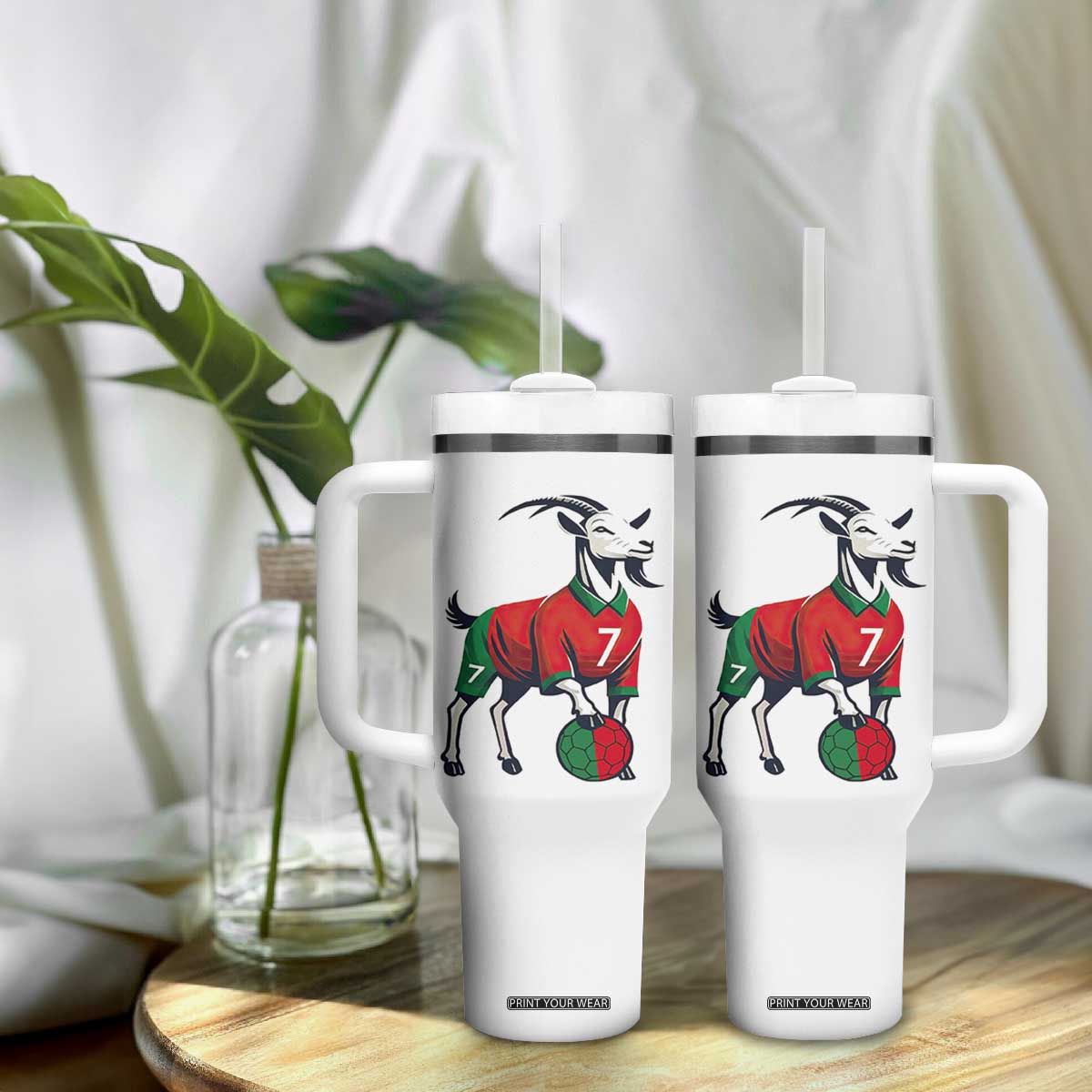 Number Seven Soccer GOAT Siuuuu Celebration Tumbler With Handle TS12 Print Your Wear