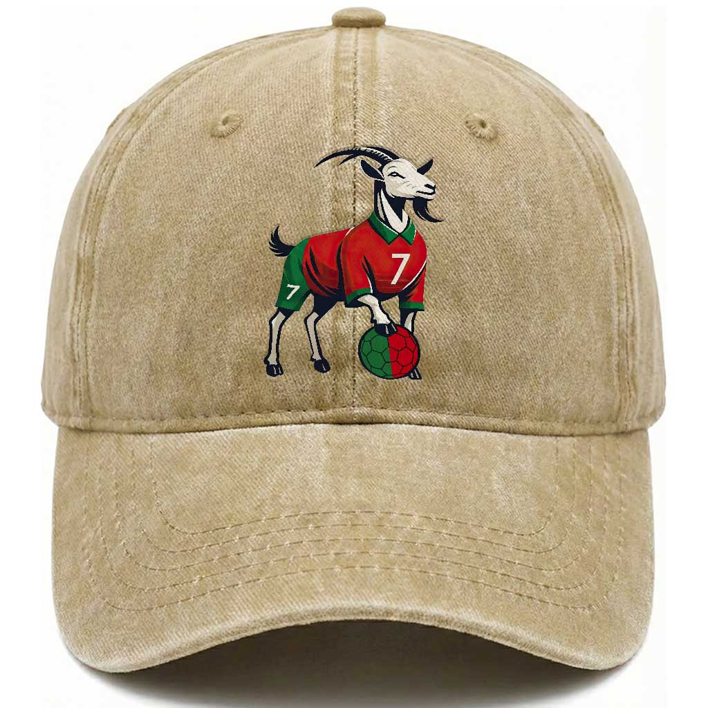 Number Seven Soccer GOAT Siuuuu Celebration Washed Cotton Baseball Cap TS12 Print Your Wear