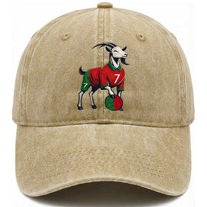 Number Seven Soccer GOAT Siuuuu Celebration Washed Cotton Baseball Cap TS12 Print Your Wear