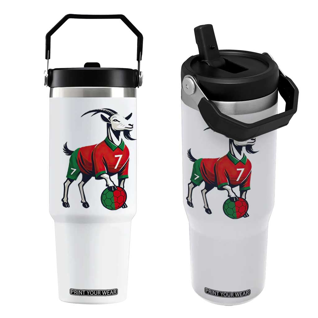 Number Seven Soccer GOAT Siuuuu Celebration Flip Straw Tumbler TS12 One Size: 30 oz White Print Your Wear