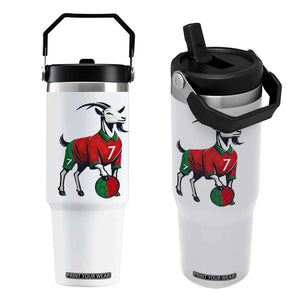 Number Seven Soccer GOAT Siuuuu Celebration Flip Straw Tumbler TS12 One Size: 30 oz White Print Your Wear