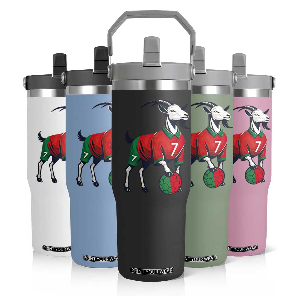 Number Seven Soccer GOAT Siuuuu Celebration Flip Straw Tumbler TS12 Print Your Wear