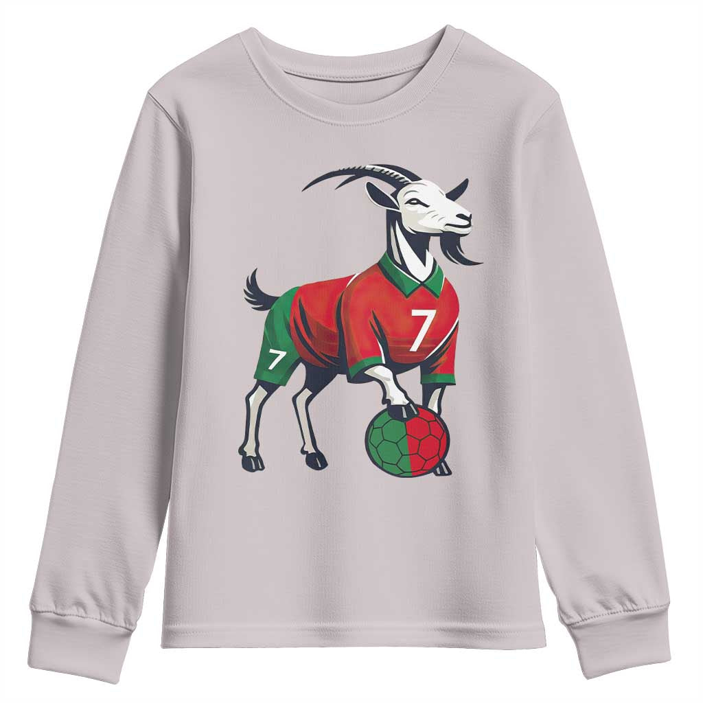 Number Seven Soccer GOAT Siuuuu Celebration Youth Sweatshirt TS12 Ice Gray Print Your Wear