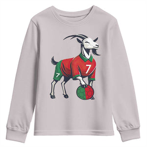 Number Seven Soccer GOAT Siuuuu Celebration Youth Sweatshirt TS12 Ice Gray Print Your Wear