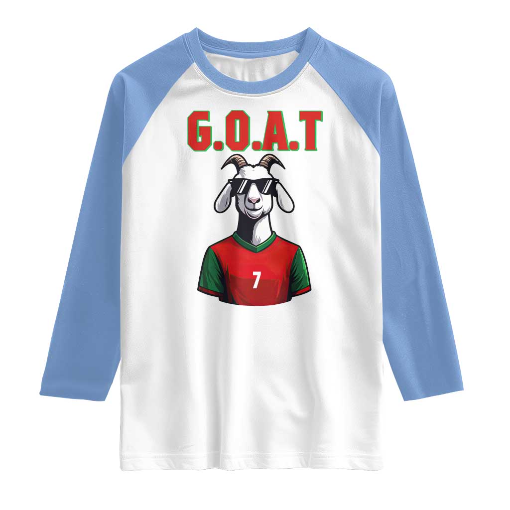 Siuuuu Goat Soccer Celebration Raglan Shirt Gift For Fans TS12 White Carolina Blue Print Your Wear